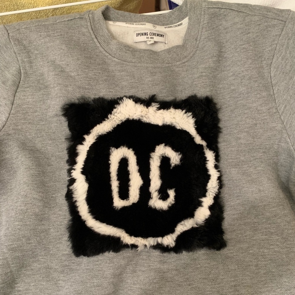 Opening ceremony rabbit fur sweatshirt